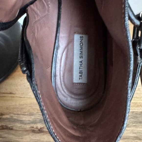 Tabitha Simmons Windle Black Leather Pointy Toe Silver Buckle  Ankle Boot Size 8 - Picture 14 of 16